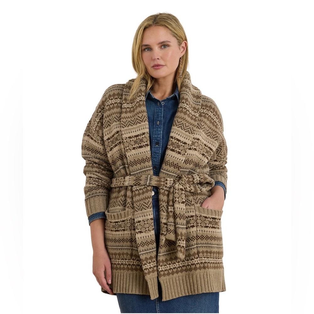Lauren Ralph Lauren Fair Isle Wool Blend Cardigan EUC 1X